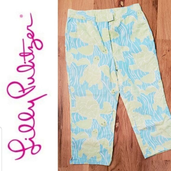 Lilly Pulitzer Myrtle Turtle Print Crop Pants - Picture 1 of 2